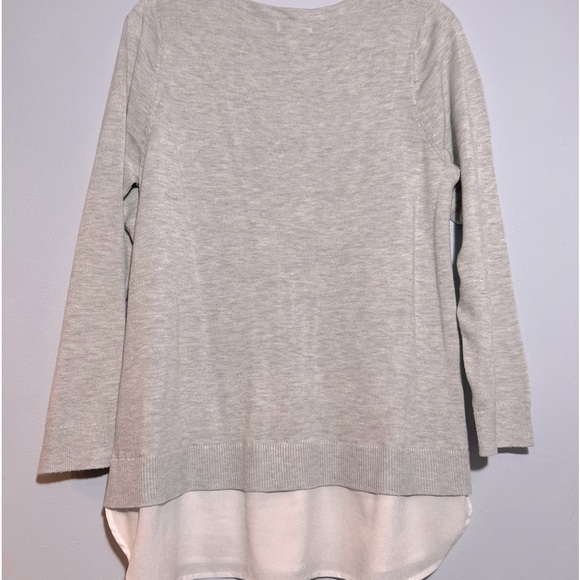 Calvin Klein Sweater Blouse Layered Look Soft Large Gray Light-weight Loose Fit - Picture 4 of 6